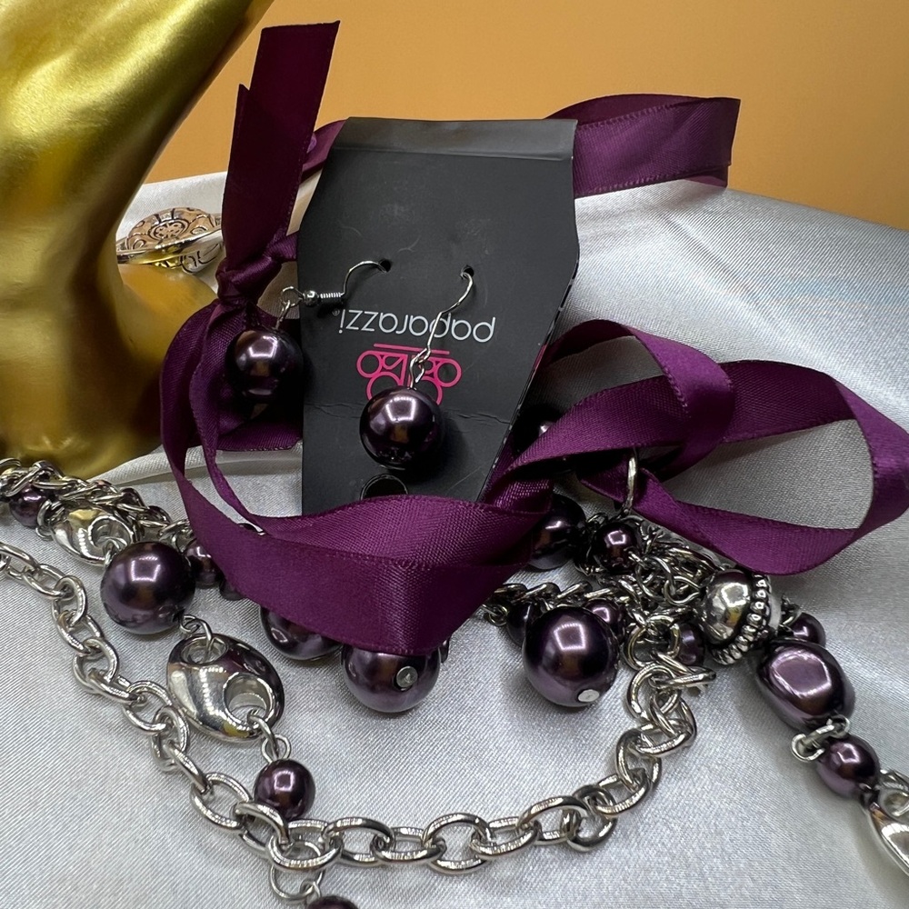Purple and Silver Jewelry Set
